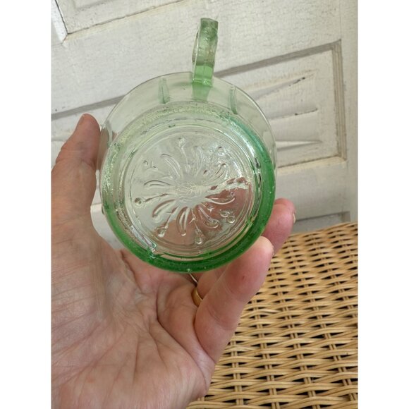 Vintage 30's Green Optic Uranium Glass Creamer Pitcher - Picture 5 of 9